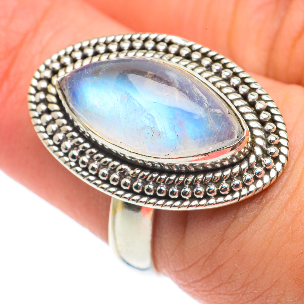 Rainbow Moonstone Rings handcrafted by Ana Silver Co - RING64927