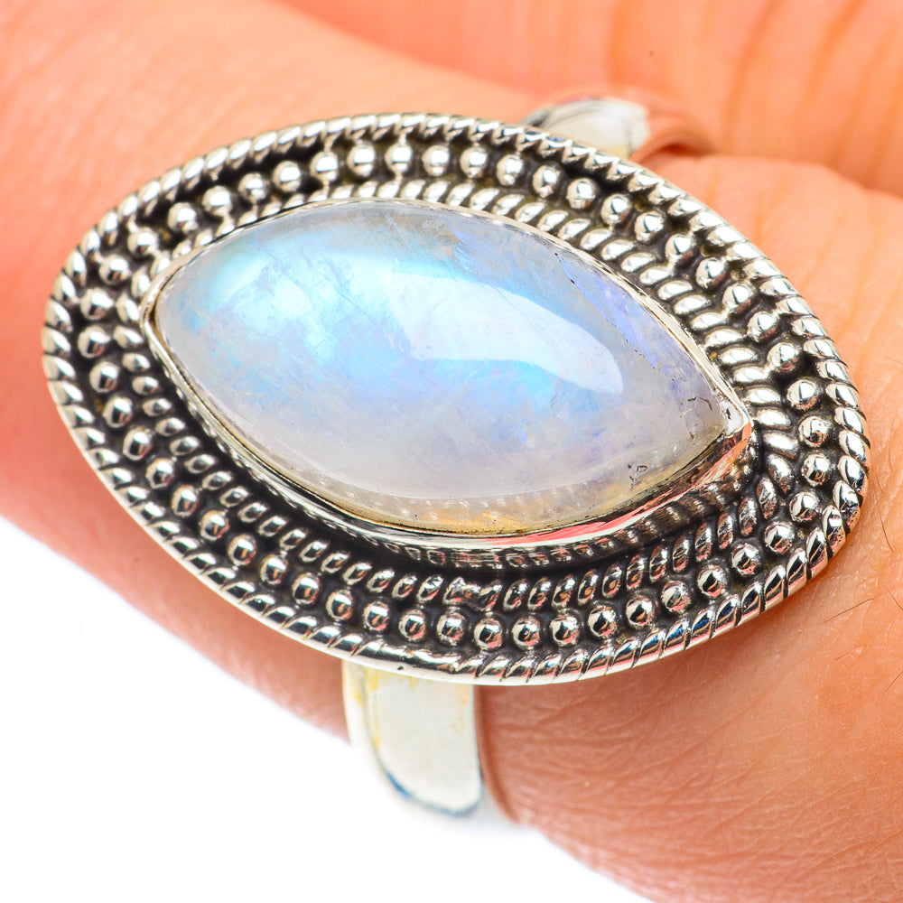 Rainbow Moonstone Rings handcrafted by Ana Silver Co - RING64953