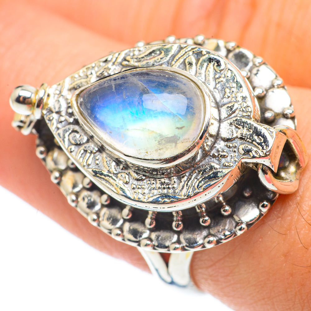 Rainbow Moonstone Rings handcrafted by Ana Silver Co - RING64954