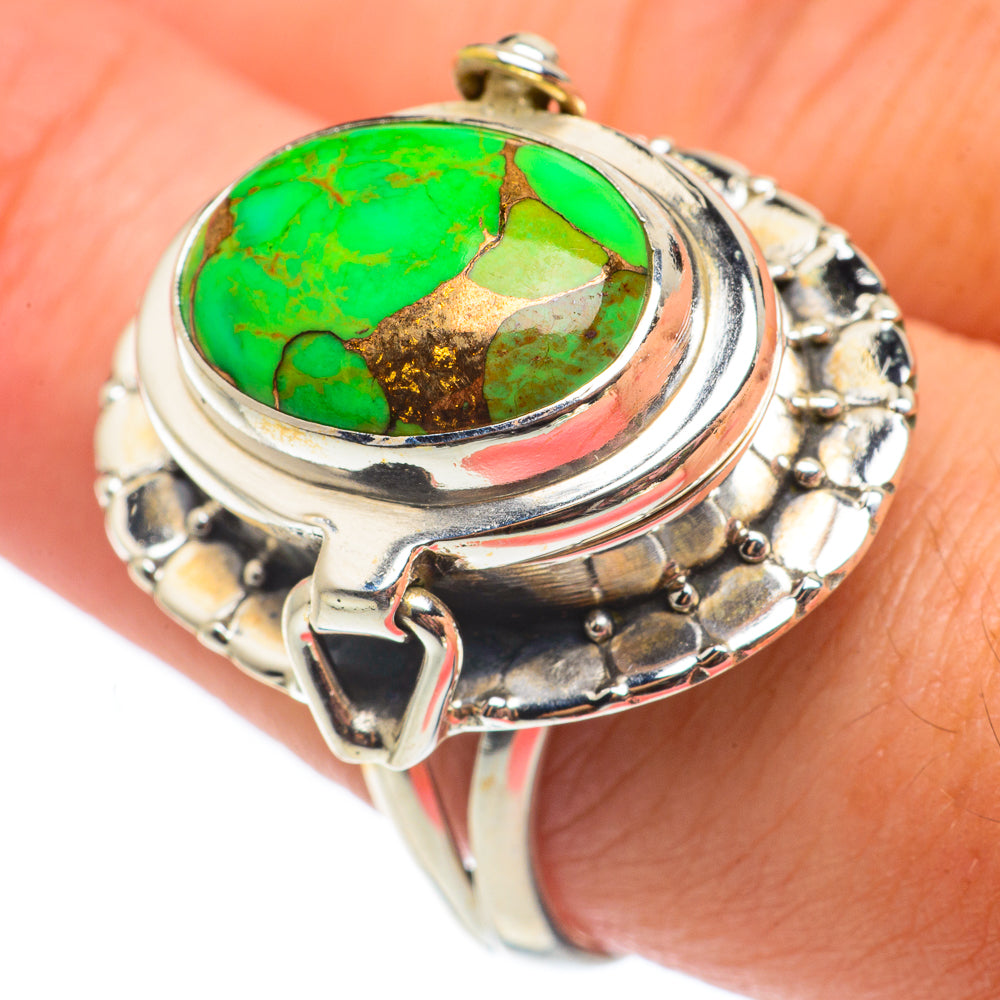 Green Copper Composite Turquoise Rings handcrafted by Ana Silver Co - RING64962