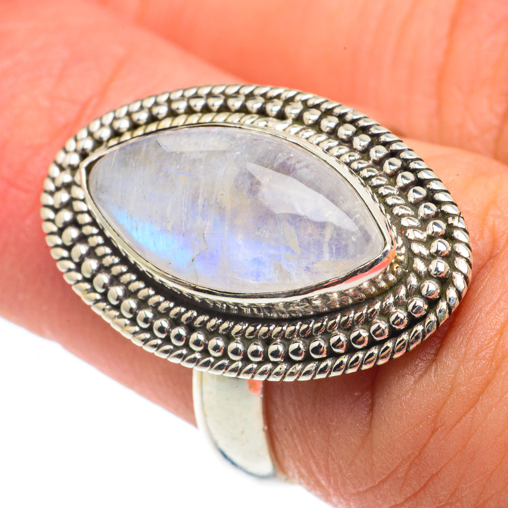 Rainbow Moonstone Rings handcrafted by Ana Silver Co - RING64975