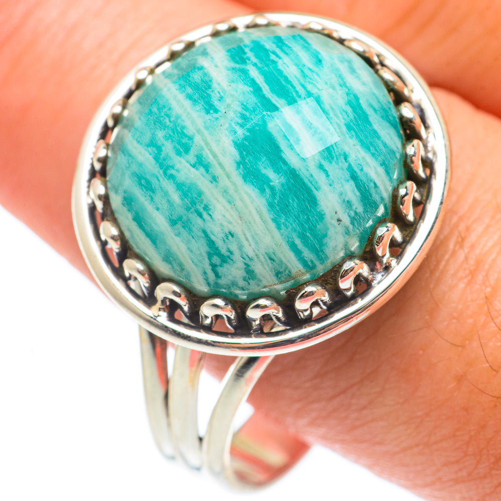 Peruvian Amazonite Rings handcrafted by Ana Silver Co - RING65063