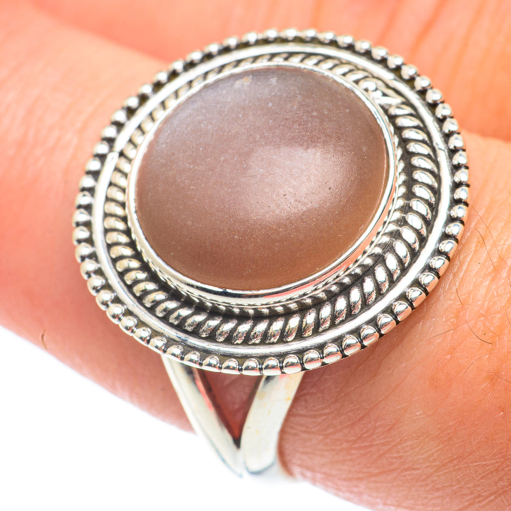 Peach Moonstone Rings handcrafted by Ana Silver Co - RING65100