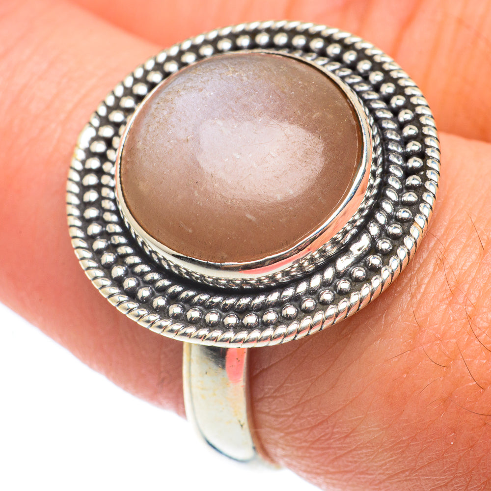 Peach Moonstone Rings handcrafted by Ana Silver Co - RING65116