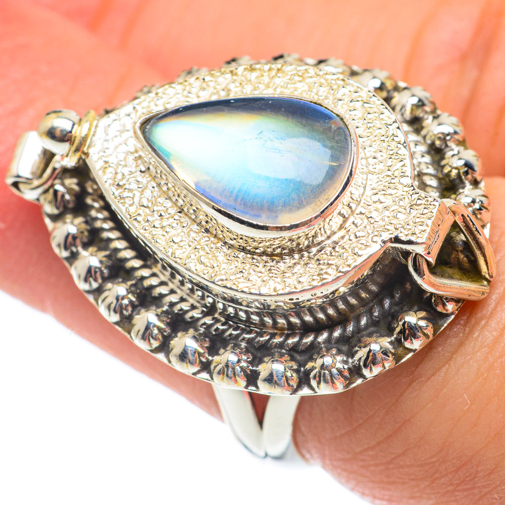 Rainbow Moonstone Rings handcrafted by Ana Silver Co - RING65140