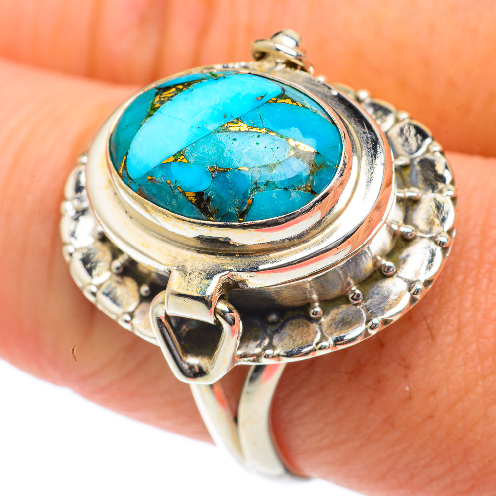 Blue Copper Composite Turquoise Rings handcrafted by Ana Silver Co - RING65151