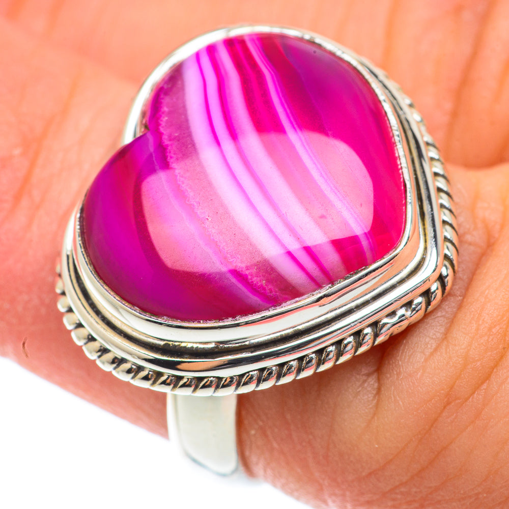 Pink Botswana Agate Rings handcrafted by Ana Silver Co - RING65161