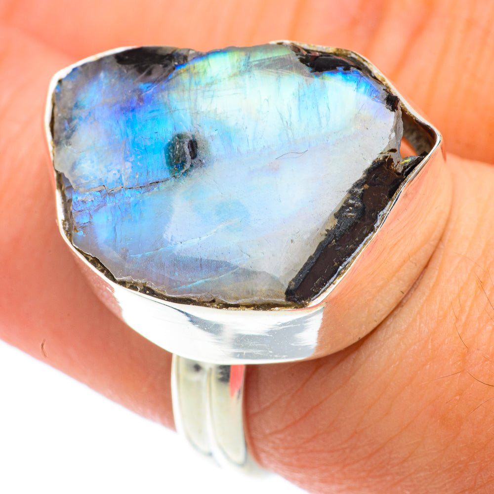 Rainbow Moonstone Rings handcrafted by Ana Silver Co - RING65172