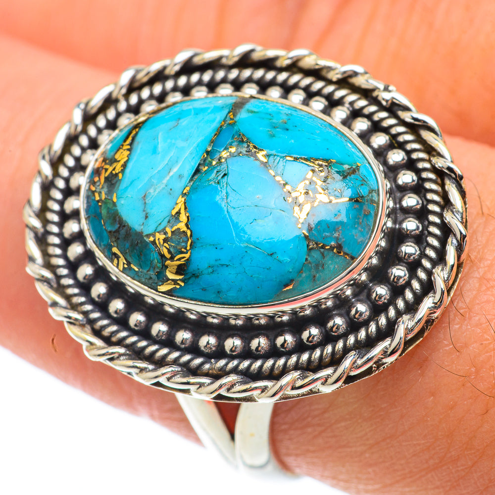 Blue Copper Composite Turquoise Rings handcrafted by Ana Silver Co - RING65178