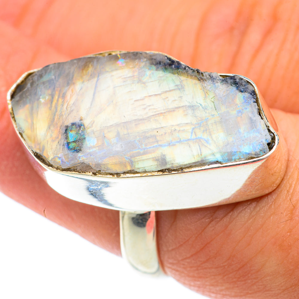 Rainbow Moonstone Rings handcrafted by Ana Silver Co - RING65200