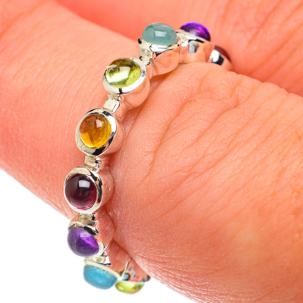 Multi-stone Rainbow Band Rings handcrafted by Ana Silver Co - RING65202