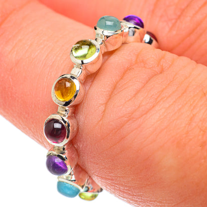 Multi-stone Rainbow Band Rings handcrafted by Ana Silver Co - RING65202