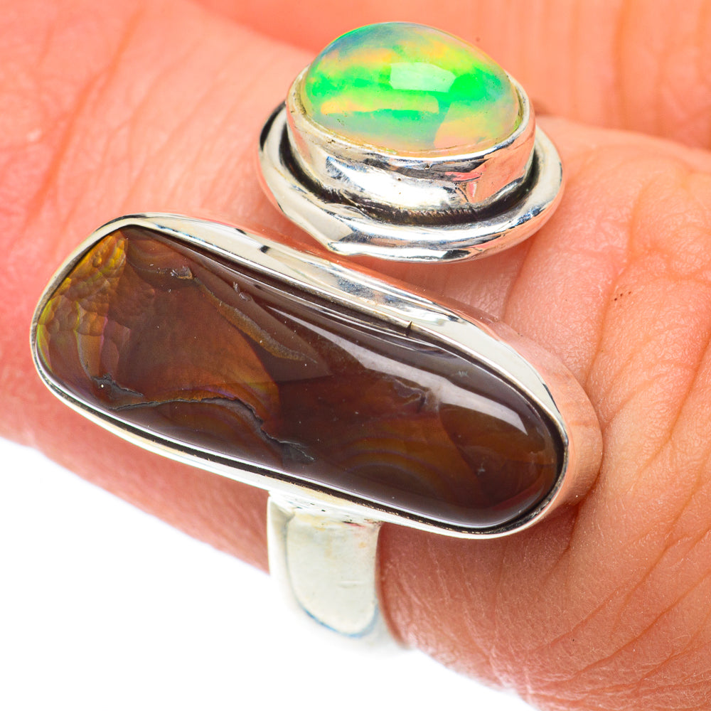 Mexican Fire Agate Rings handcrafted by Ana Silver Co - RING65205
