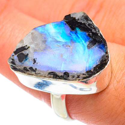 Rainbow Moonstone Rings handcrafted by Ana Silver Co - RING65228