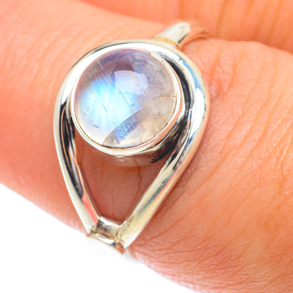 Rainbow Moonstone Rings handcrafted by Ana Silver Co - RING65253