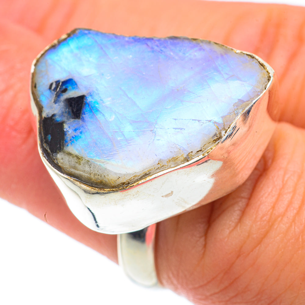 Rainbow Moonstone Rings handcrafted by Ana Silver Co - RING65254