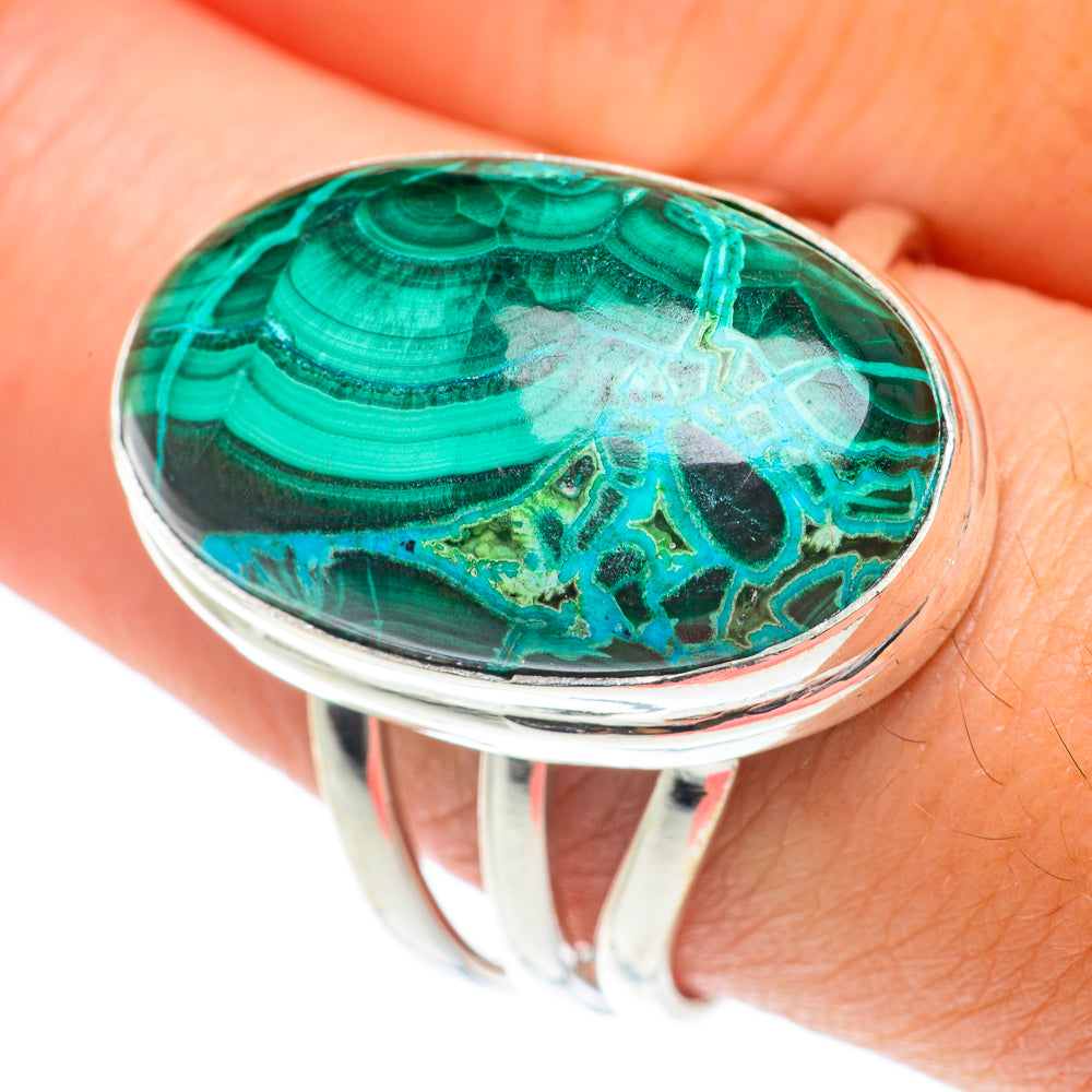 Malachite In Chrysocolla Rings handcrafted by Ana Silver Co - RING65266