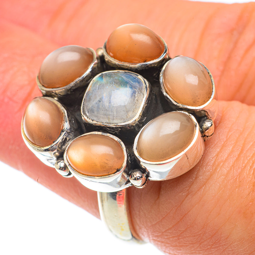 Rainbow Moonstone Rings handcrafted by Ana Silver Co - RING65270