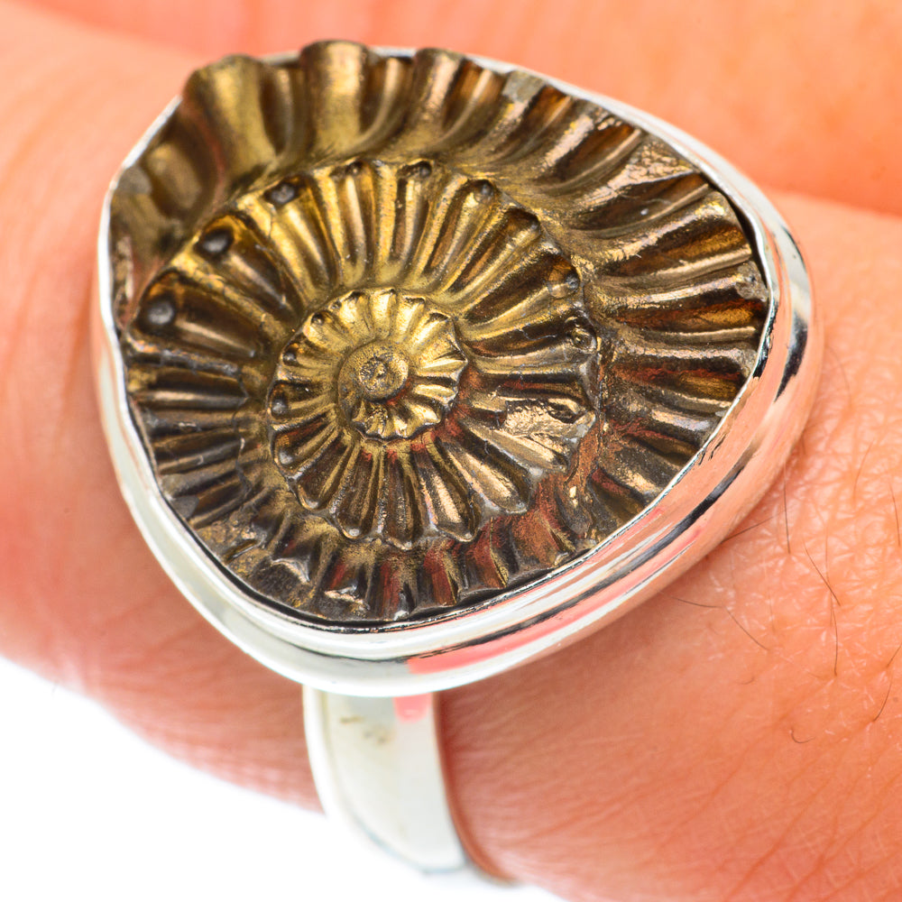 Pyrite Fossil Rings handcrafted by Ana Silver Co - RING65274