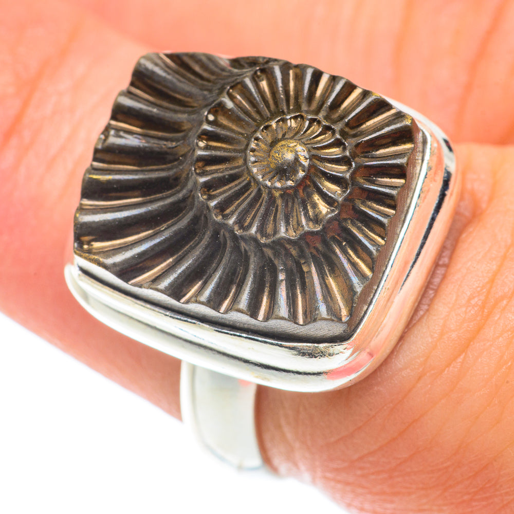 Pyrite Fossil Rings handcrafted by Ana Silver Co - RING65275