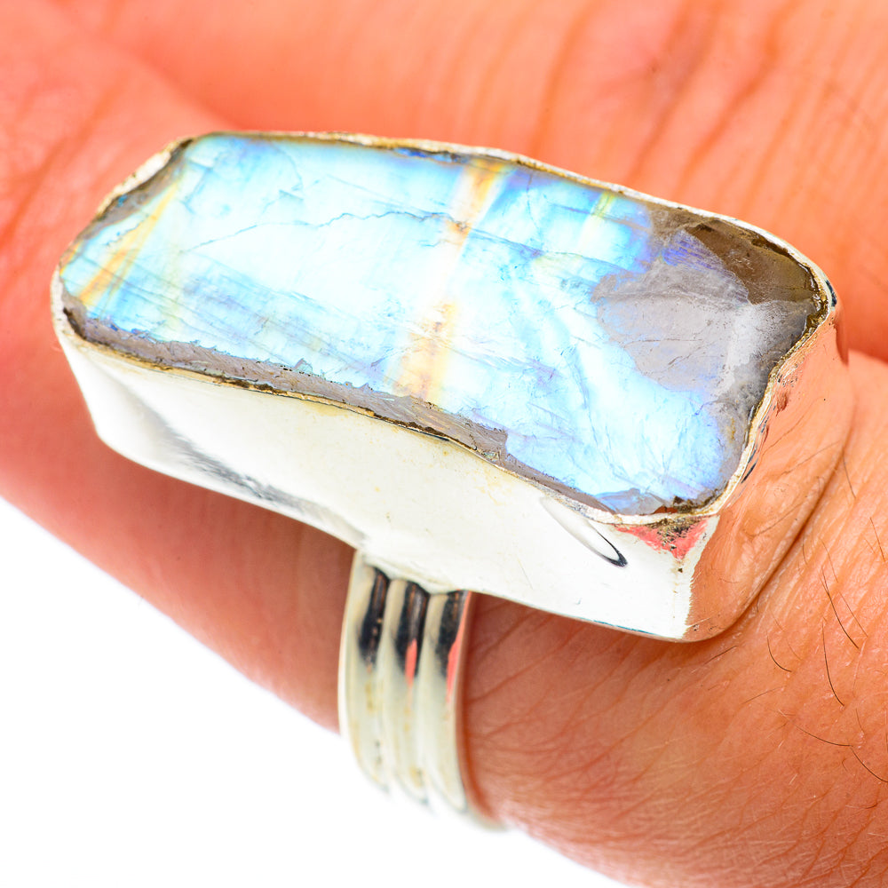 Rainbow Moonstone Rings handcrafted by Ana Silver Co - RING65279