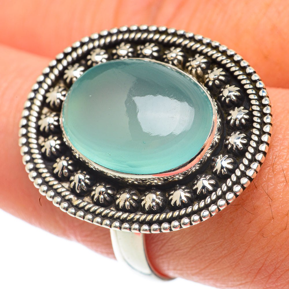 Aqua Chalcedony Rings handcrafted by Ana Silver Co - RING65286
