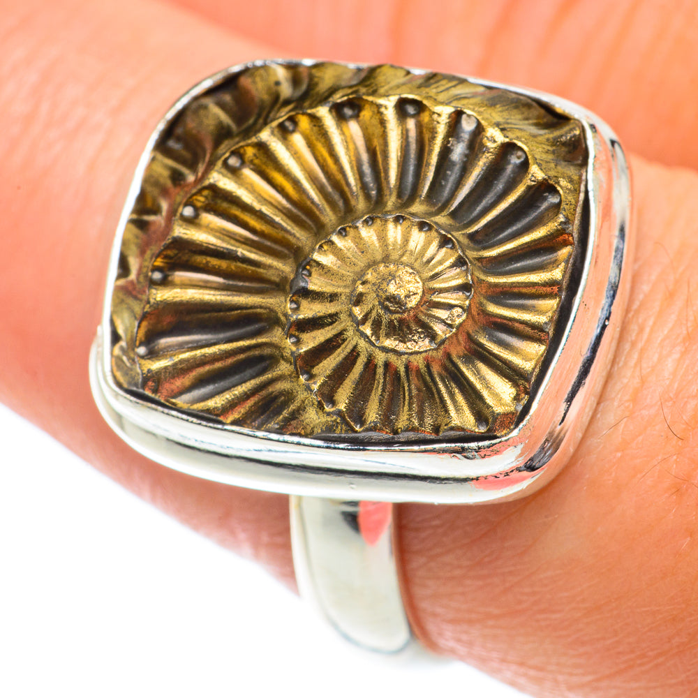 Pyrite Fossil Rings handcrafted by Ana Silver Co - RING65298