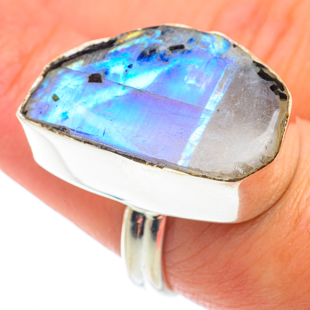 Rainbow Moonstone Rings handcrafted by Ana Silver Co - RING65301