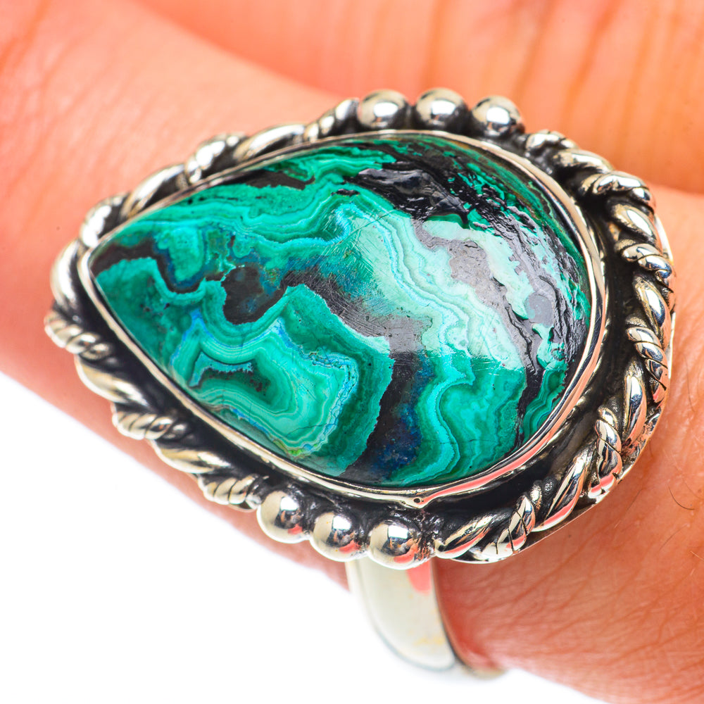 Malachite In Chrysocolla Rings handcrafted by Ana Silver Co - RING65310