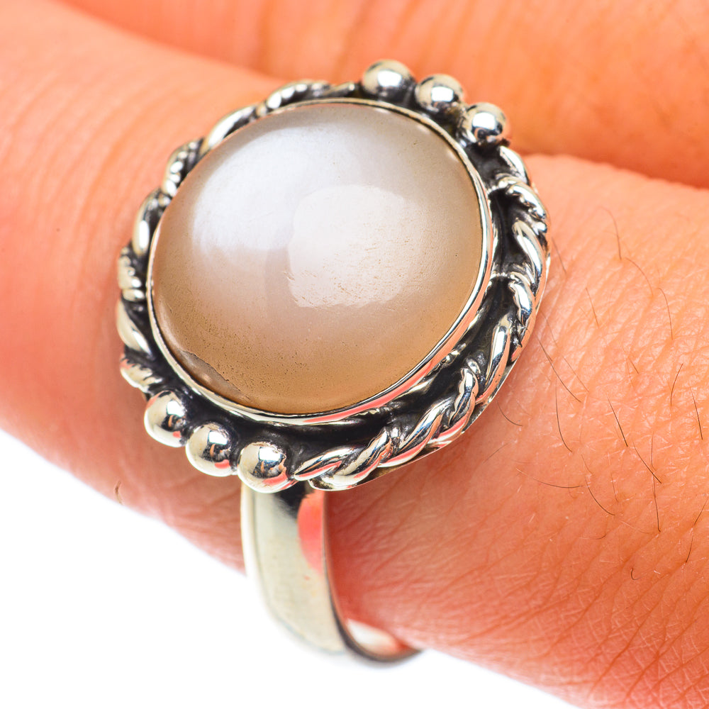 Peach Moonstone Rings handcrafted by Ana Silver Co - RING65315