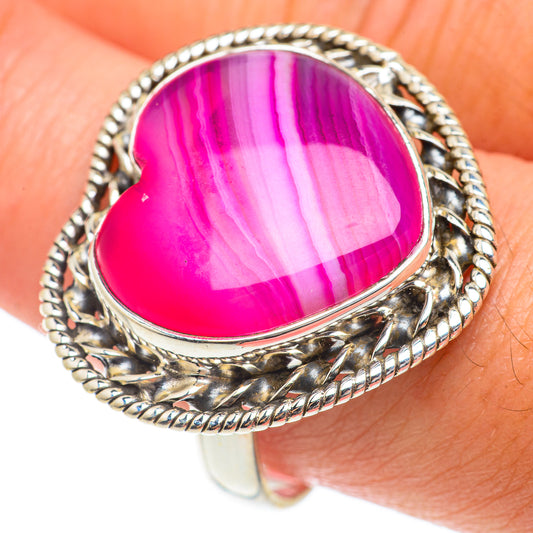 Pink Botswana Agate Rings handcrafted by Ana Silver Co - RING65353