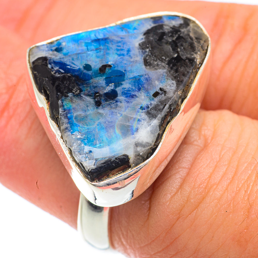 Rainbow Moonstone Rings handcrafted by Ana Silver Co - RING65363