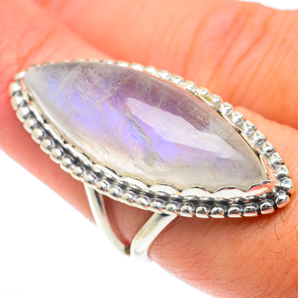 Rainbow Moonstone Rings handcrafted by Ana Silver Co - RING65364