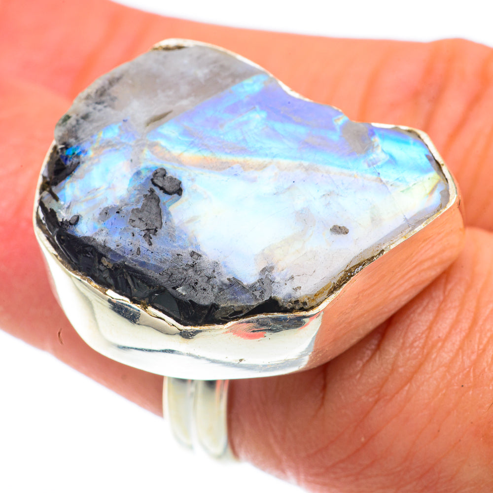 Rainbow Moonstone Rings handcrafted by Ana Silver Co - RING65365