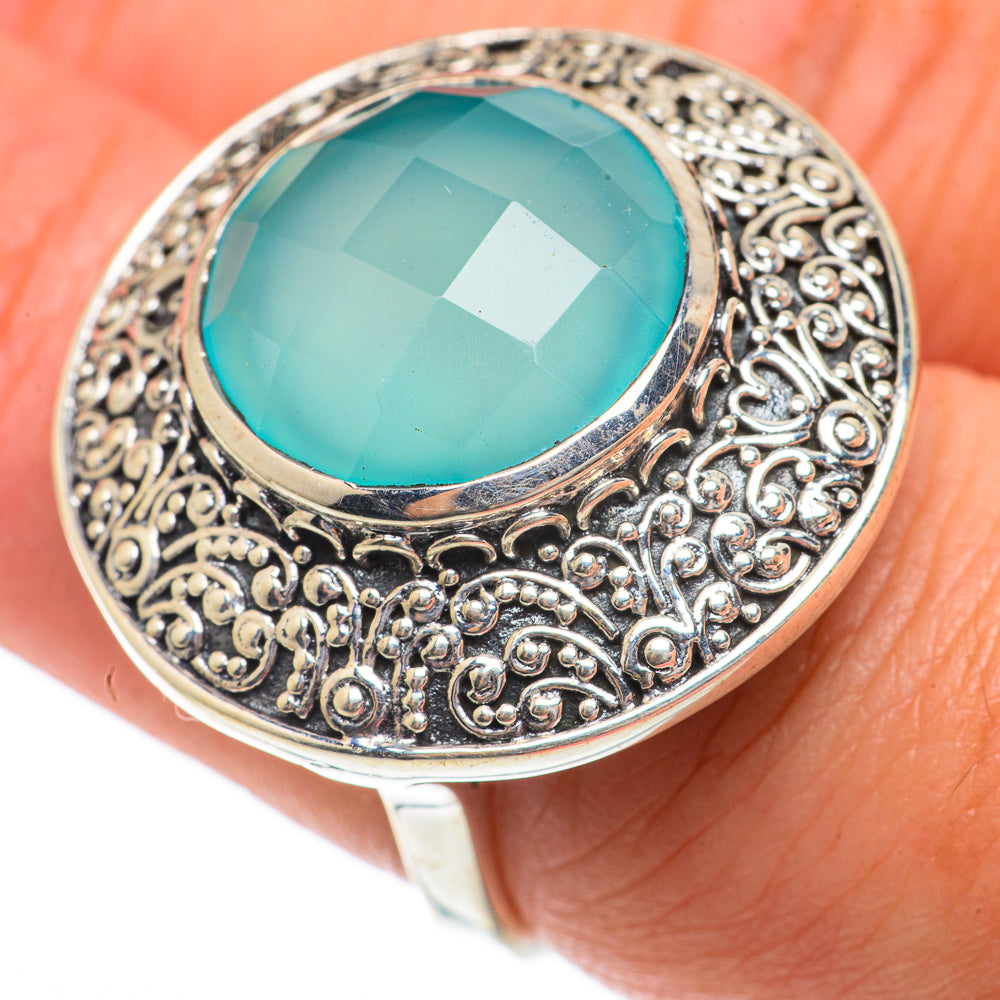 Aqua Chalcedony Rings handcrafted by Ana Silver Co - RING65376