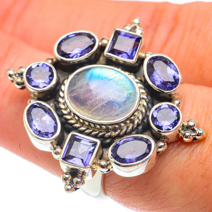 Rainbow Moonstone Rings handcrafted by Ana Silver Co - RING65391