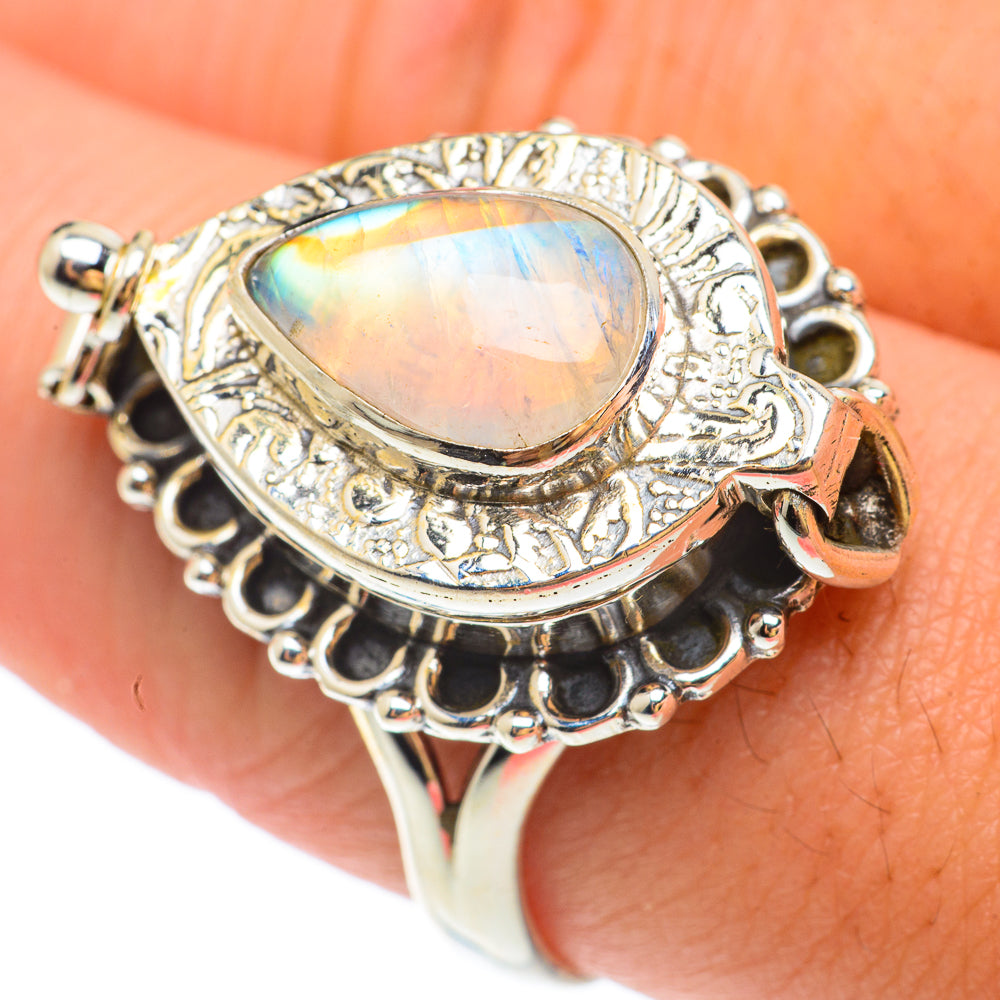 Rainbow Moonstone Rings handcrafted by Ana Silver Co - RING65425