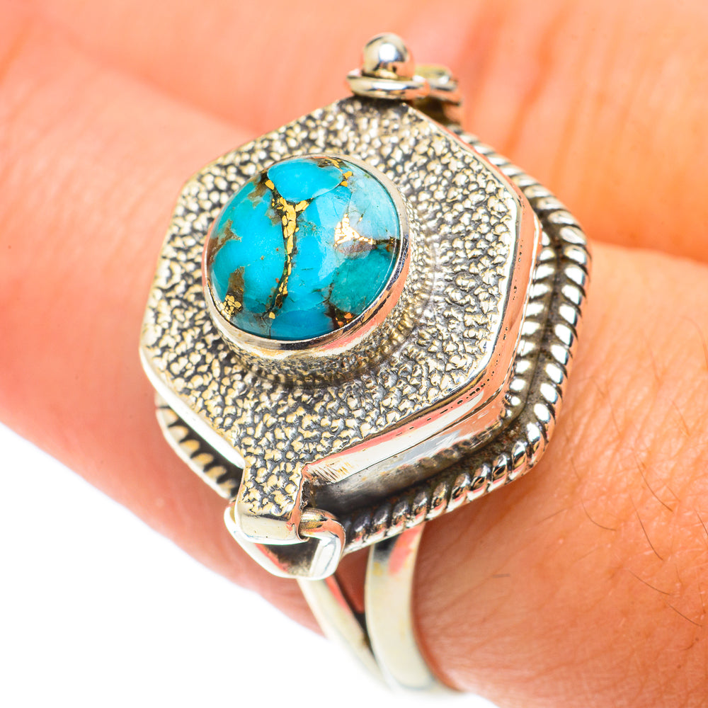Blue Copper Composite Turquoise Rings handcrafted by Ana Silver Co - RING65461