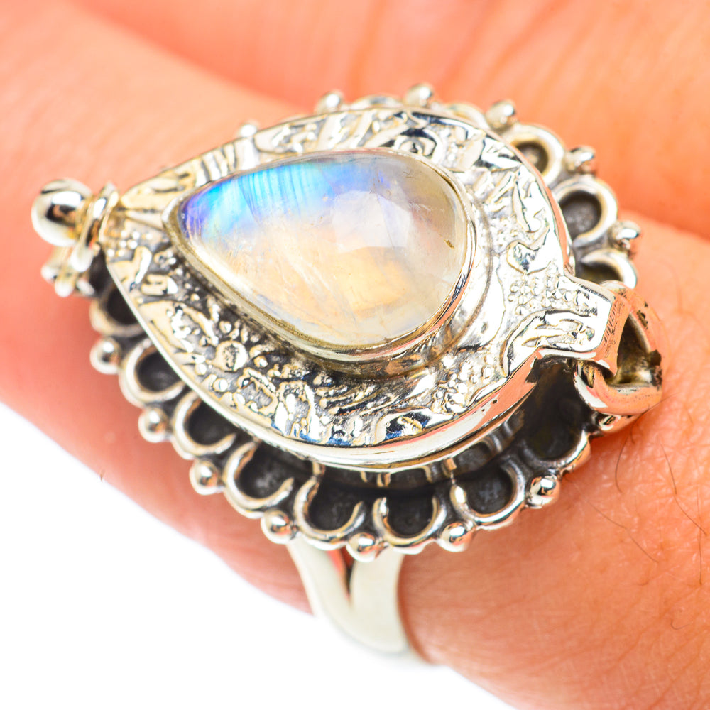 Rainbow Moonstone Rings handcrafted by Ana Silver Co - RING65478