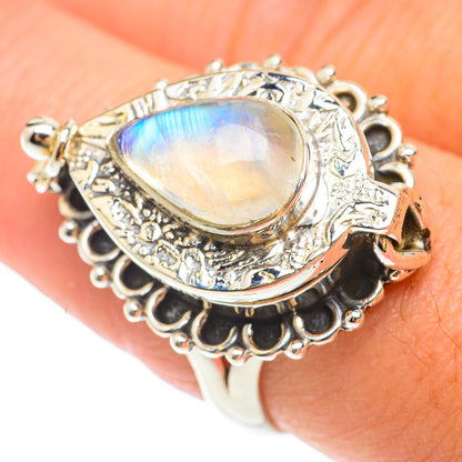 Rainbow Moonstone Rings handcrafted by Ana Silver Co - RING65478