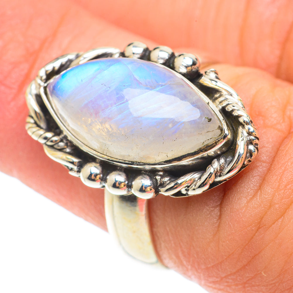 Rainbow Moonstone Rings handcrafted by Ana Silver Co - RING65479