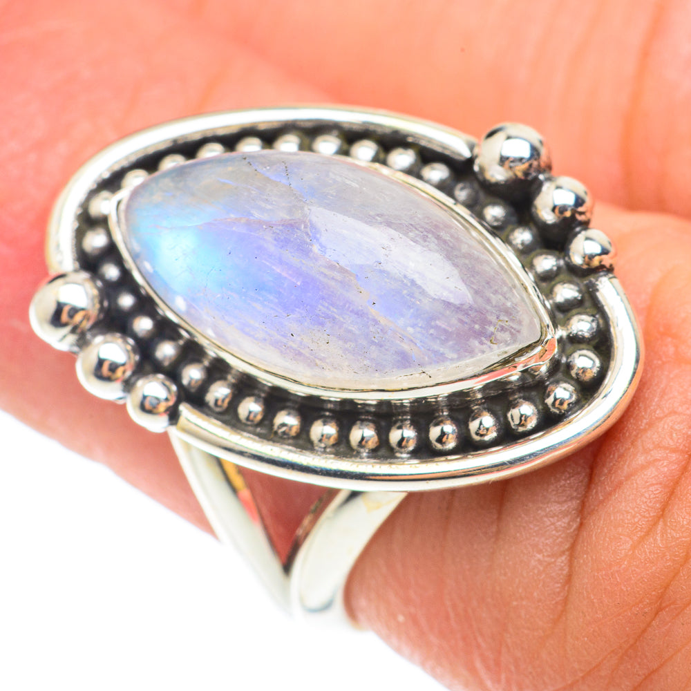 Rainbow Moonstone Rings handcrafted by Ana Silver Co - RING65504