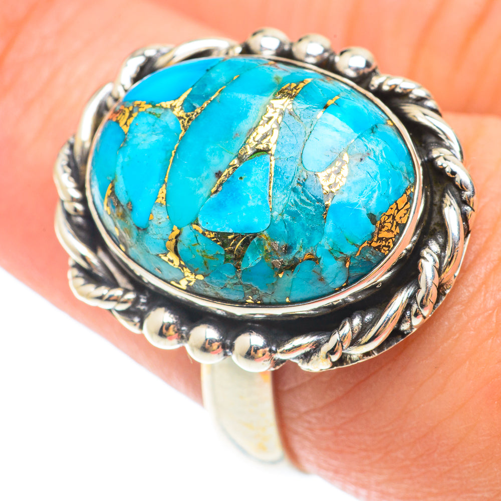 Blue Copper Composite Turquoise Rings handcrafted by Ana Silver Co - RING65511