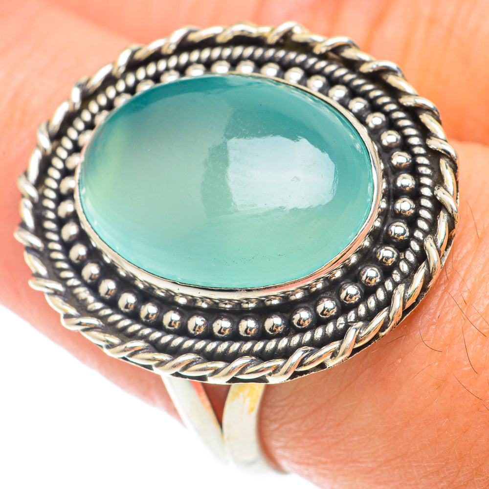 Aqua Chalcedony Rings handcrafted by Ana Silver Co - RING65553