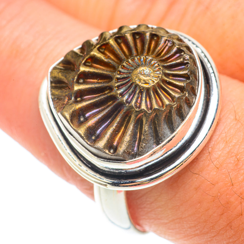 Pyrite Fossil Rings handcrafted by Ana Silver Co - RING65563