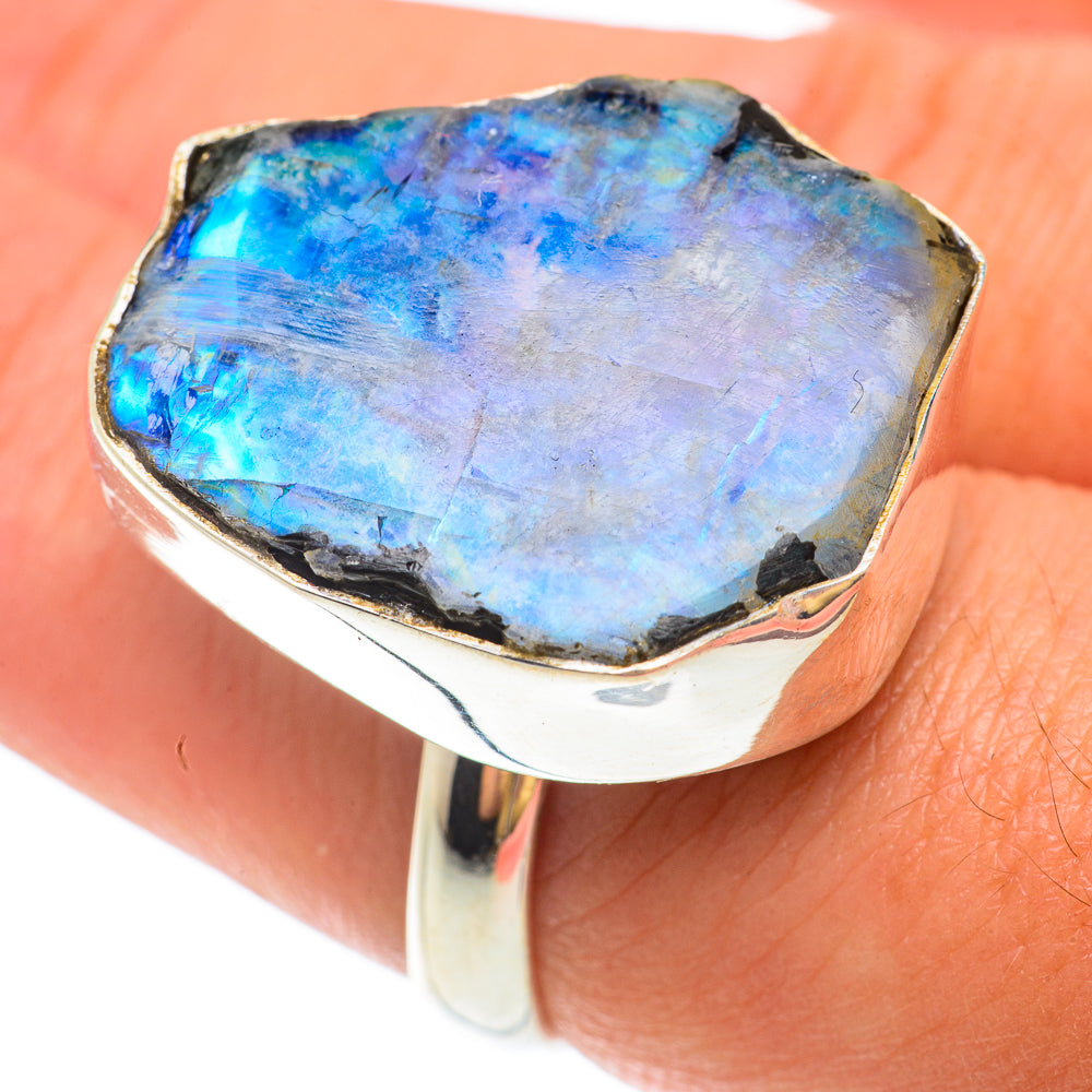 Rainbow Moonstone Rings handcrafted by Ana Silver Co - RING65615