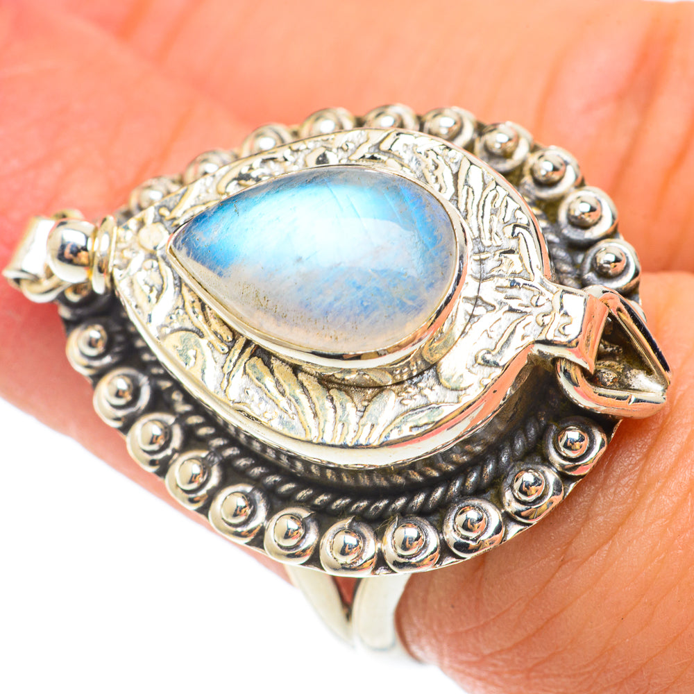 Rainbow Moonstone Rings handcrafted by Ana Silver Co - RING65616