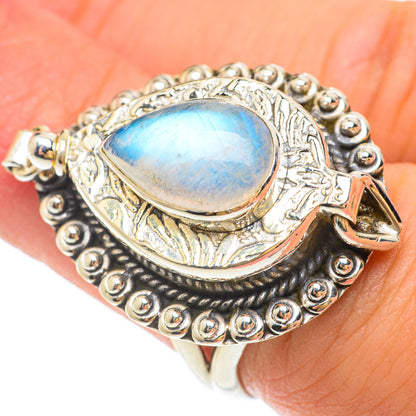 Rainbow Moonstone Rings handcrafted by Ana Silver Co - RING65616