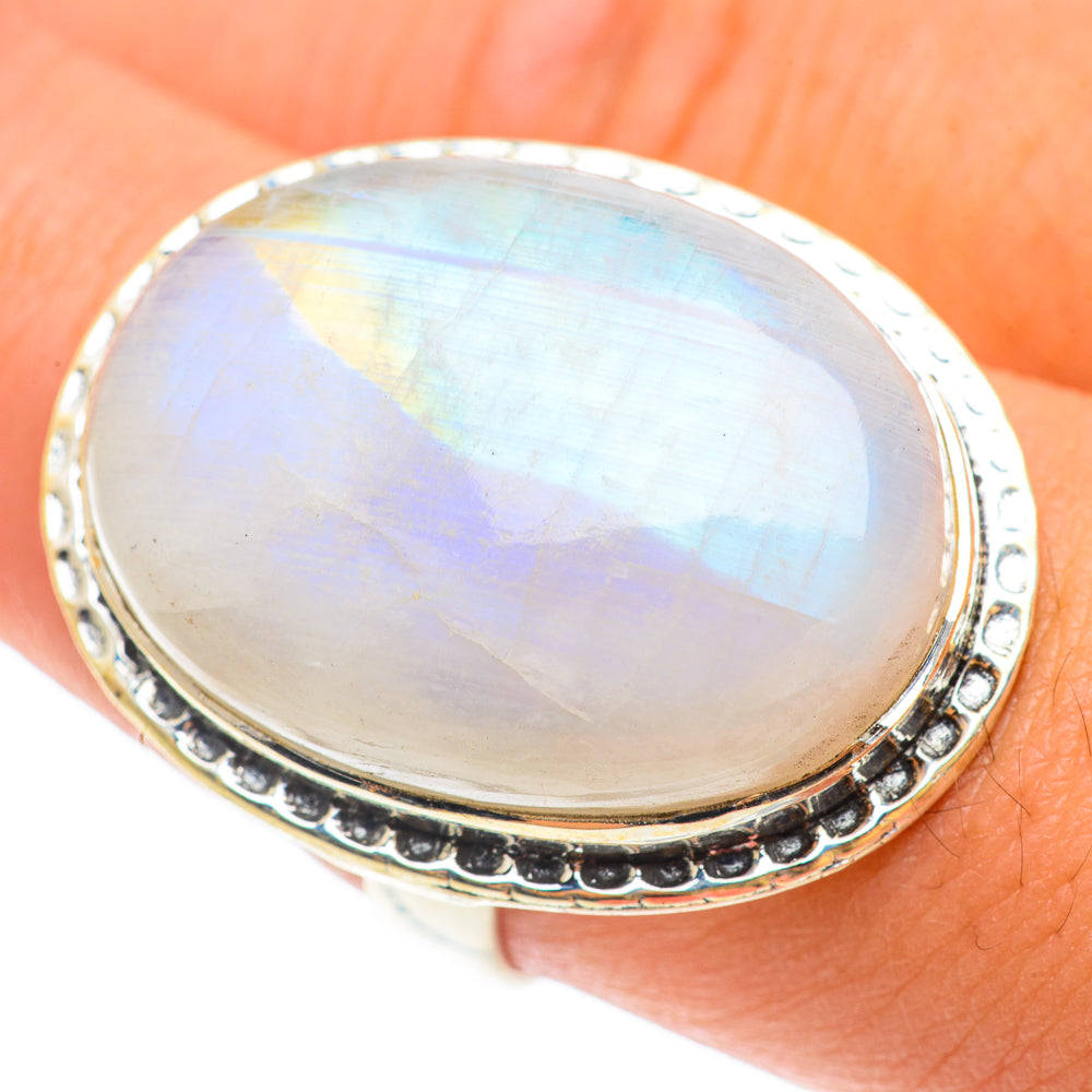 Rainbow Moonstone Rings handcrafted by Ana Silver Co - RING65617