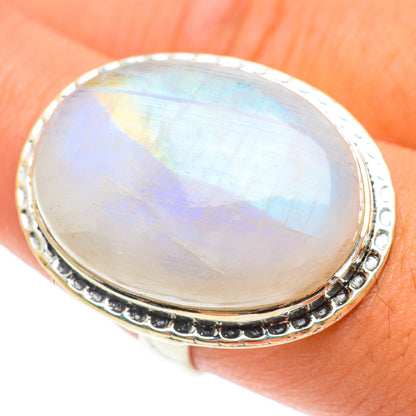 Rainbow Moonstone Rings handcrafted by Ana Silver Co - RING65617
